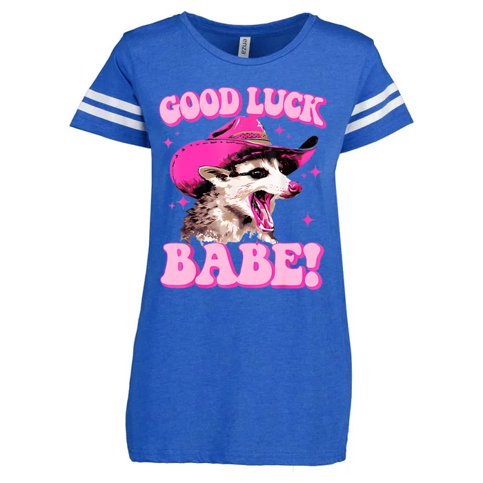 Good Luck Babe Pink Pony Club Cowgirls Western Opossum Enza Ladies Jersey Football T-Shirt