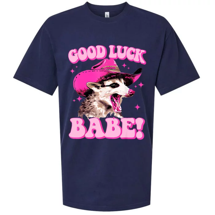 Good Luck Babe Pink Pony Club Cowgirls Western Opossum Sueded Cloud Jersey T-Shirt