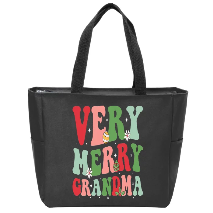 Grandma Life Christmas Family Matching Very Merry Grandma Zip Tote Bag