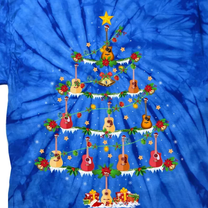 Guitar Lover Christmas Lighting Guitar Xmas Tree Meaningful Gift Tie-Dye T-Shirt