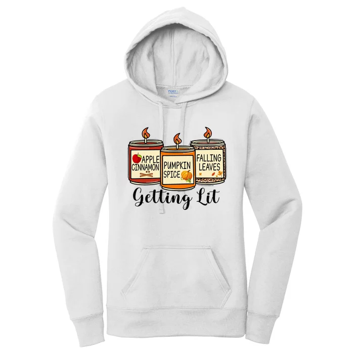 Getting Lit Candles Pumpkin Spice Fall Thanksgiving Matching Women's Pullover Hoodie