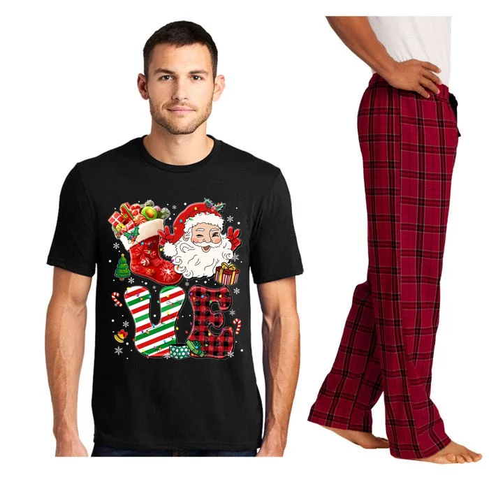 Groovy Love Christmas Xmas Plaid Santa Gift Pajama Set