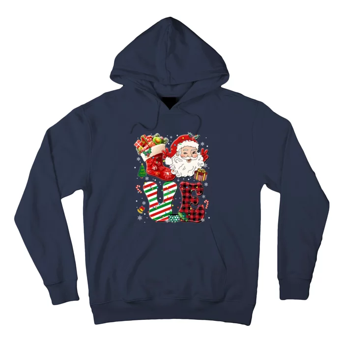 Groovy Love Christmas Xmas Plaid Santa Gift Hoodie