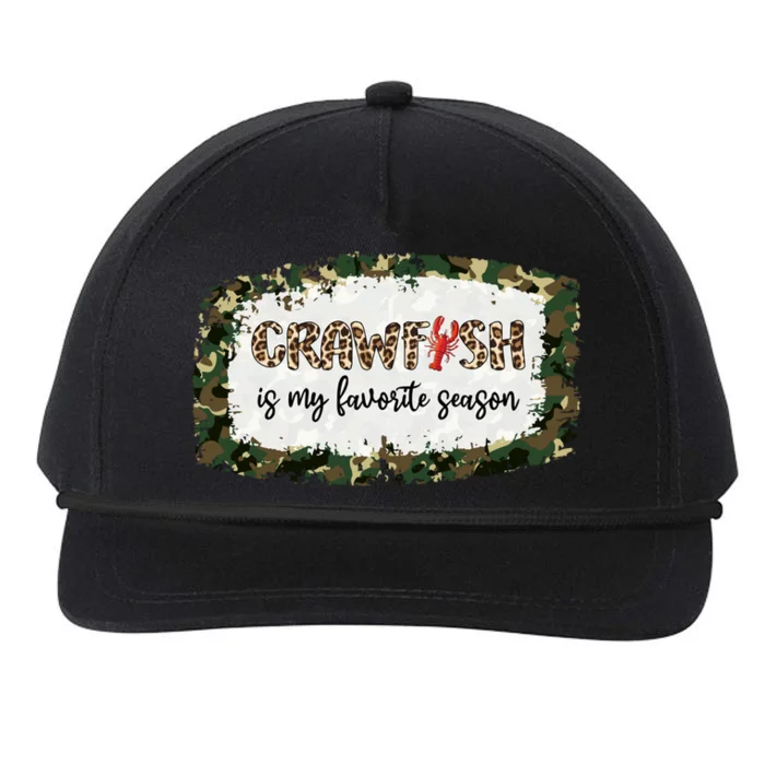 G0r Leopard Camo Crawfish Is My Favorite Season Cajun Lover Gift Snapback Five-Panel Rope Hat