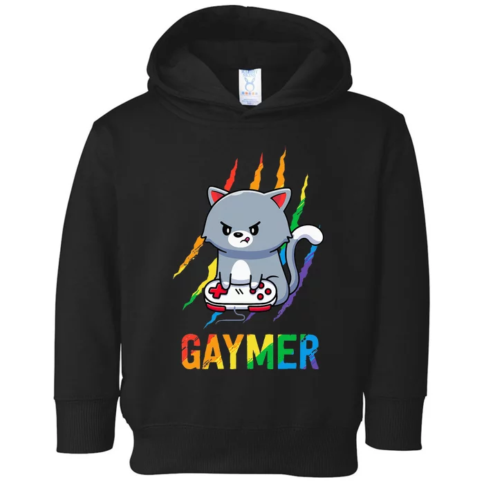 Gaymer LGBT Cat Pride Rainbow Video Game Lovers Gift Toddler Hoodie