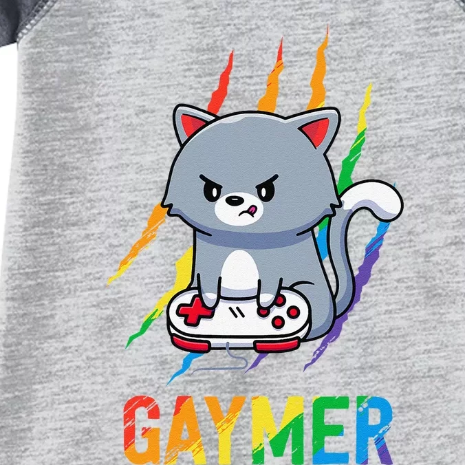 Gaymer Lgbt Cat Pride Rainbow Video Game Lovers Gift Infant Baby Jersey Bodysuit