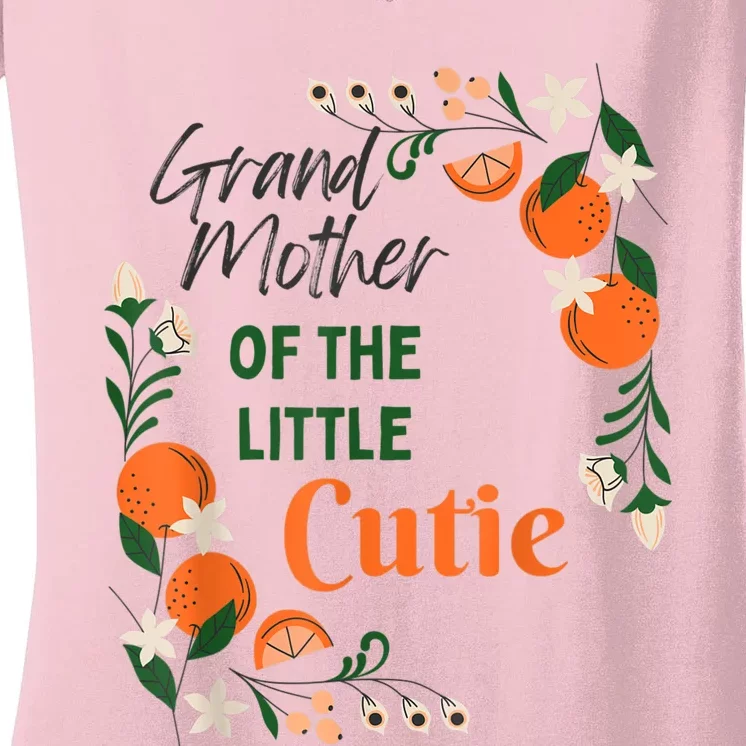 Grandmother Little Cutie Baby Shower Orange 1st Birthday Women's V-Neck T-Shirt