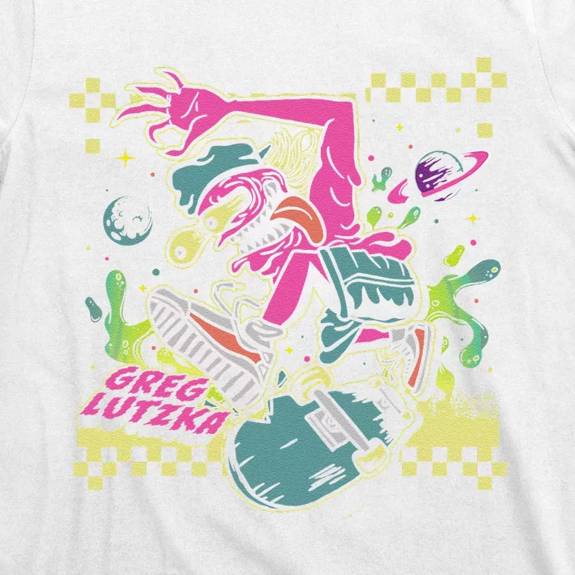 Greg Lutzka Cool Dude Skater Psychedelic Checkerboard Logo T-Shirt