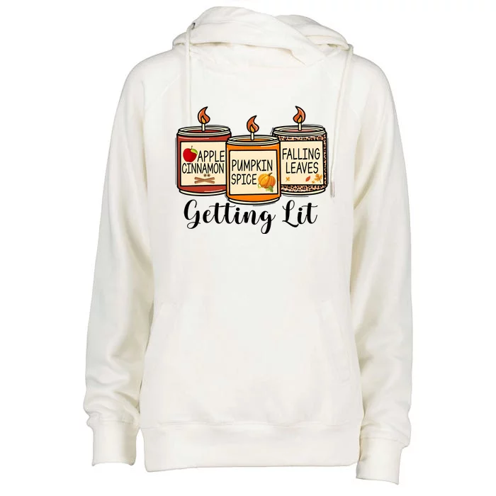 Getting Lit Candles Cute Fall Womens Funnel Neck Pullover Hood