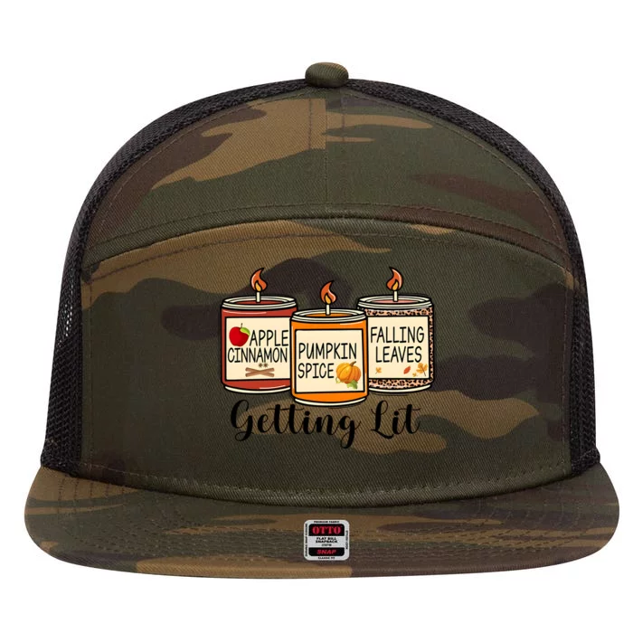 Getting Lit Candles Cute Fall 7 Panel Mesh Trucker Snapback Hat