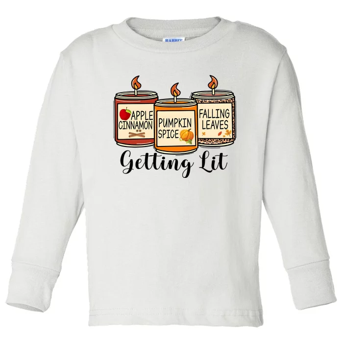 Getting Lit Candles Cute Fall Toddler Long Sleeve Shirt