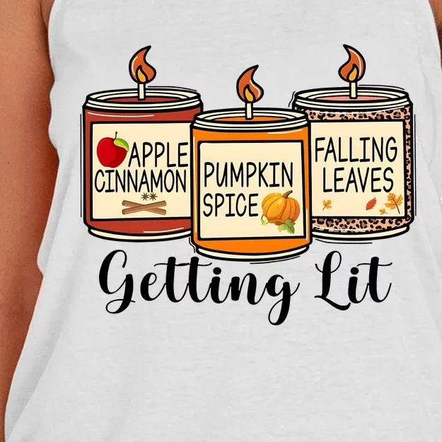 Getting Lit Candles Cute Fall Women's Knotted Racerback Tank