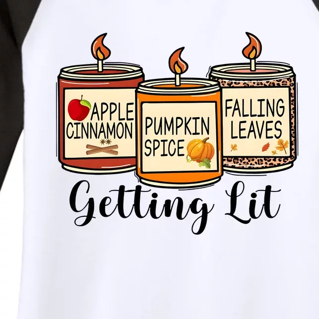 Getting Lit Candles Cute Fall Women's Tri-Blend 3/4-Sleeve Raglan Shirt