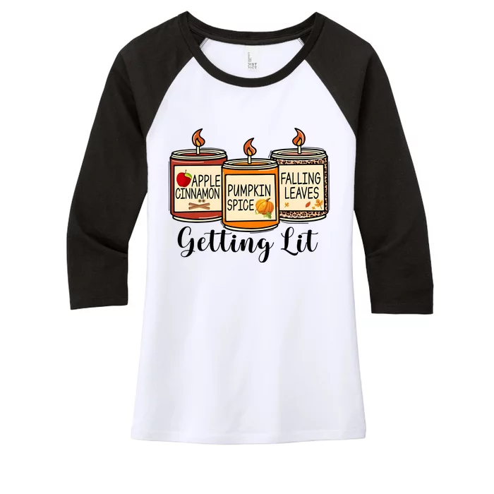 Getting Lit Candles Cute Fall Women's Tri-Blend 3/4-Sleeve Raglan Shirt