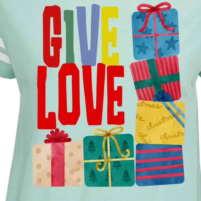 Give Love Christmas Holiday Gifts Enza Ladies Jersey Football T-Shirt