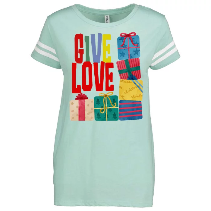 Give Love Christmas Holiday Gifts Enza Ladies Jersey Football T-Shirt