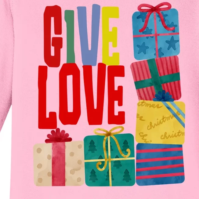 Give Love Christmas Holiday Gifts Baby Long Sleeve Bodysuit