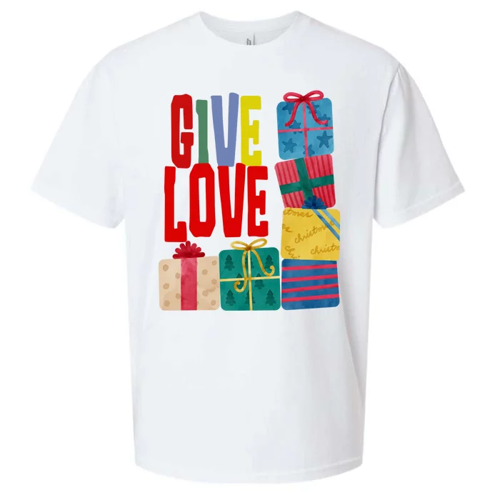 Give Love Christmas Holiday Gifts Sueded Cloud Jersey T-Shirt