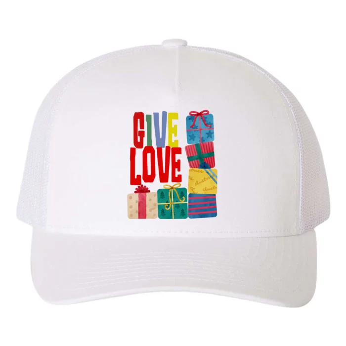 Give Love Christmas Holiday Gifts Yupoong Adult 5-Panel Trucker Hat