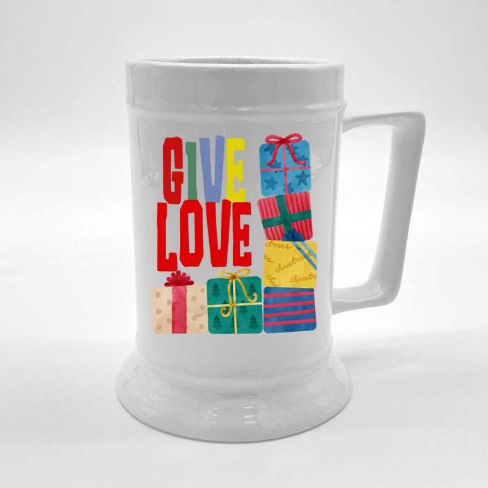 Give Love Christmas Holiday Gifts Front & Back Beer Stein