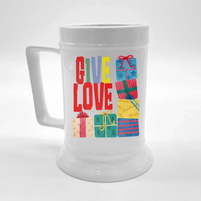 Give Love Christmas Holiday Gifts Front & Back Beer Stein