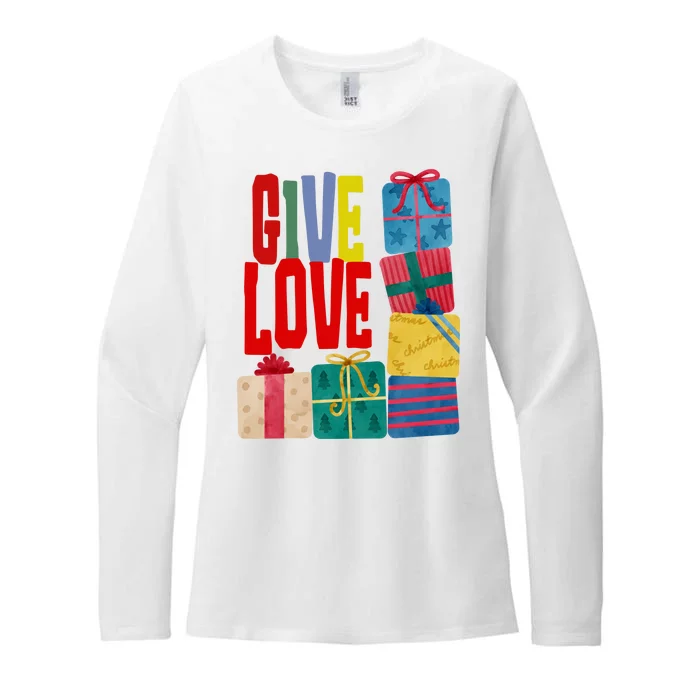 Give Love Christmas Holiday Gifts Womens CVC Long Sleeve Shirt