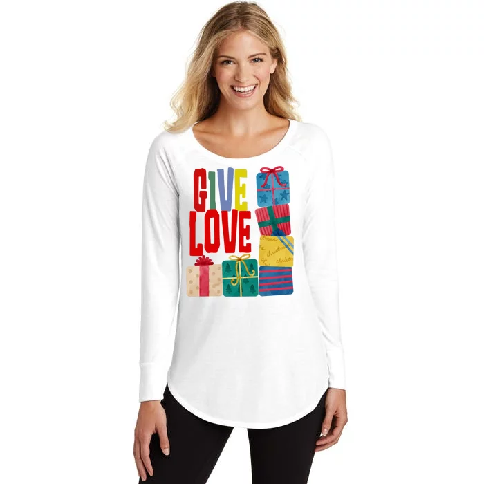 Give Love Christmas Holiday Gifts Women's Perfect Tri Tunic Long Sleeve Shirt