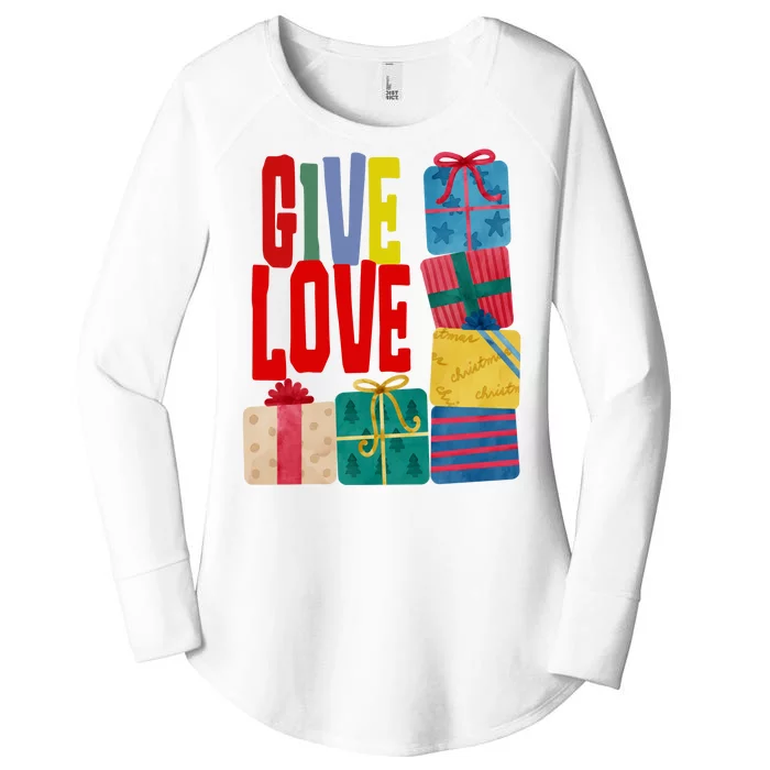 Give Love Christmas Holiday Gifts Women's Perfect Tri Tunic Long Sleeve Shirt