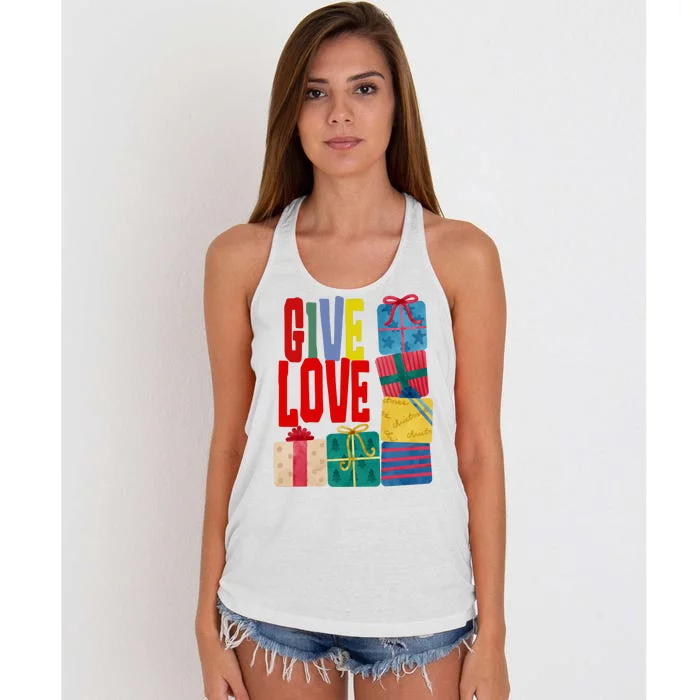 Give Love Christmas Holiday Gifts Women's Knotted Racerback Tank