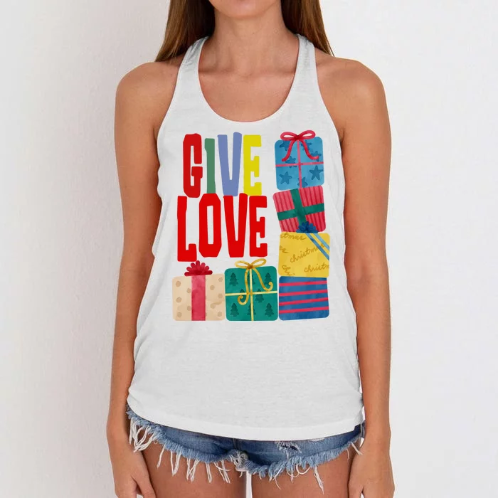 Give Love Christmas Holiday Gifts Women's Knotted Racerback Tank