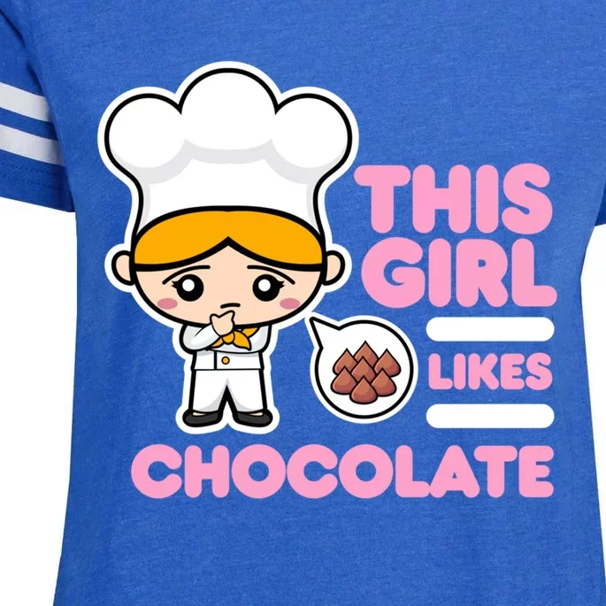 Girl Likes Chocolate Hobby Chocolate Chef Gift Enza Ladies Jersey Football T-Shirt