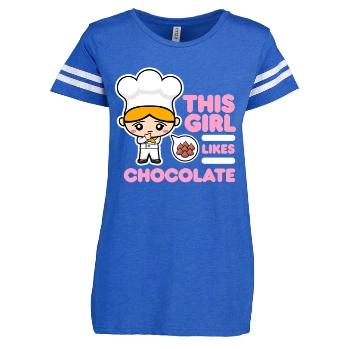 Girl Likes Chocolate Hobby Chocolate Chef Gift Enza Ladies Jersey Football T-Shirt