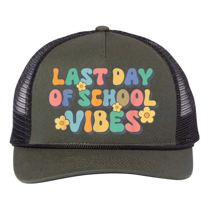 Groovy Last Day Of School Vibes Teacher Student Graduation Retro Rope Trucker Hat Cap