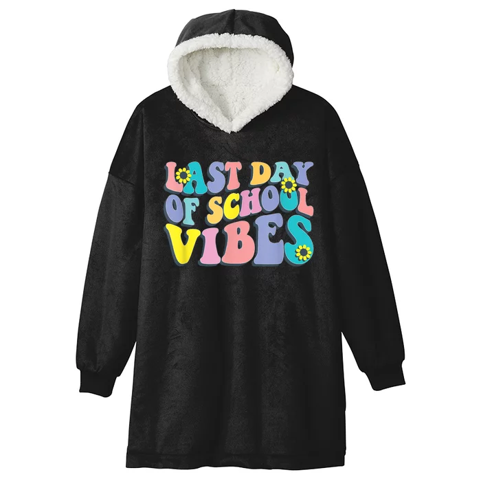 Groovy Last Day Of School Vibes Teacher Student Graduation Hooded Wearable Blanket