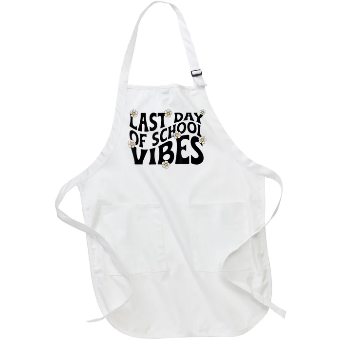 Groovy Last Day Of School Vibes Teacher Student Graduation Full-Length Apron With Pocket