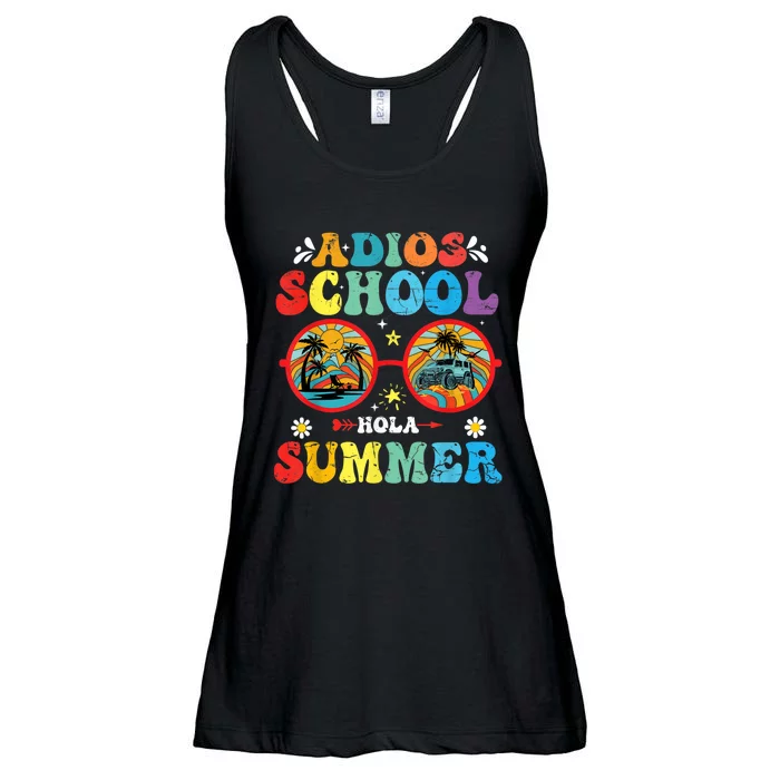 Groovy Last Day Of School Adios School Hola Summer Teacher Ladies Essential Flowy Tank