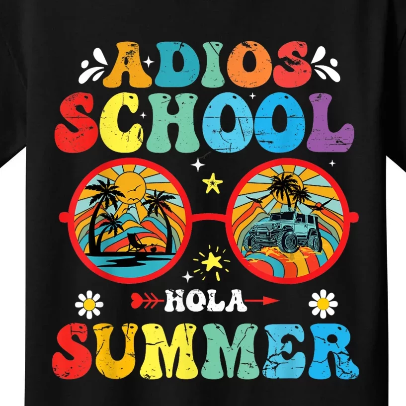 Groovy Last Day Of School Adios School Hola Summer Teacher Kids T-Shirt