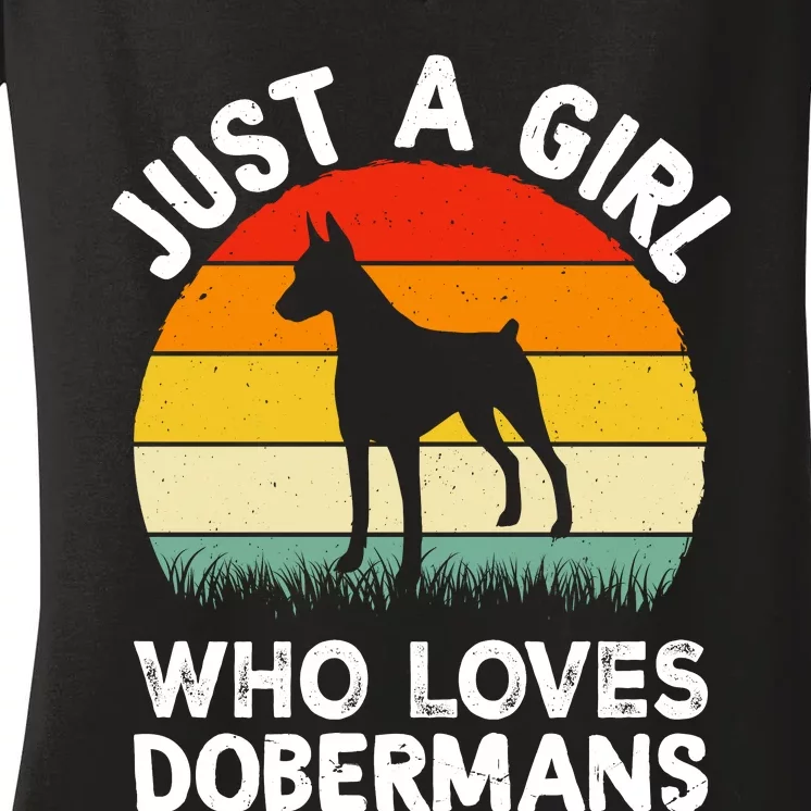 Girl Loves Dobermans Women's V-Neck T-Shirt