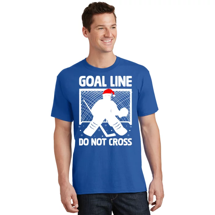 Goal Line Do Not Cross Santa Goalkeeper Christmas Goalie Meaningful Gift T-Shirt