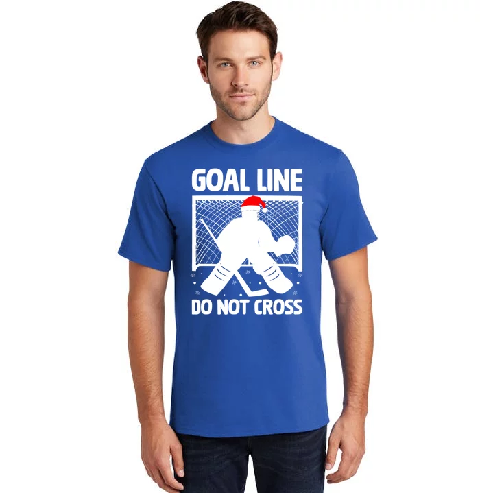 Goal Line Do Not Cross Santa Goalkeeper Christmas Goalie Meaningful Gift Tall T-Shirt