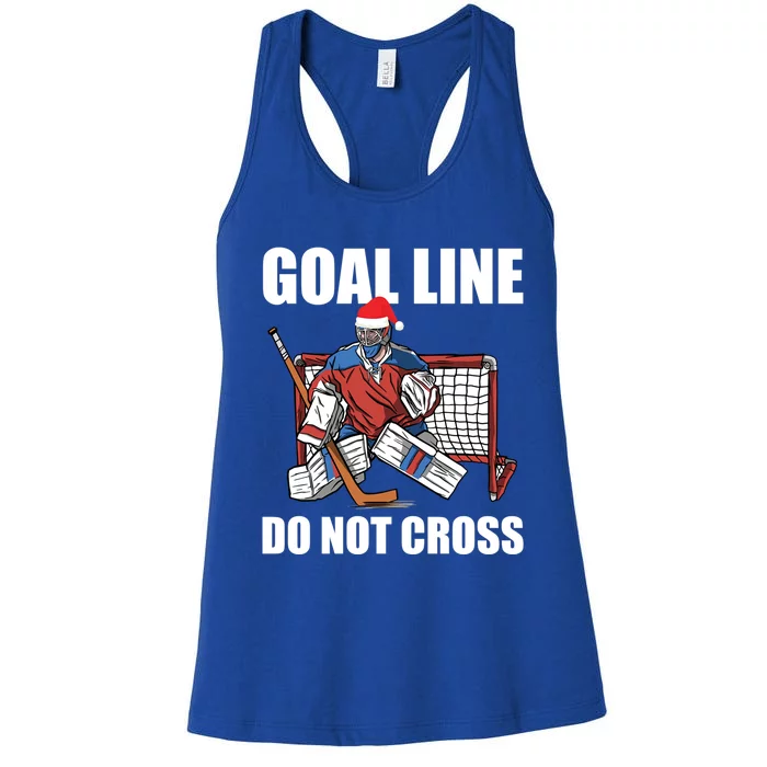 Goal Line Do Not Cross Santa Goalkeeper Christmas Goalie Gift Women's Racerback Tank