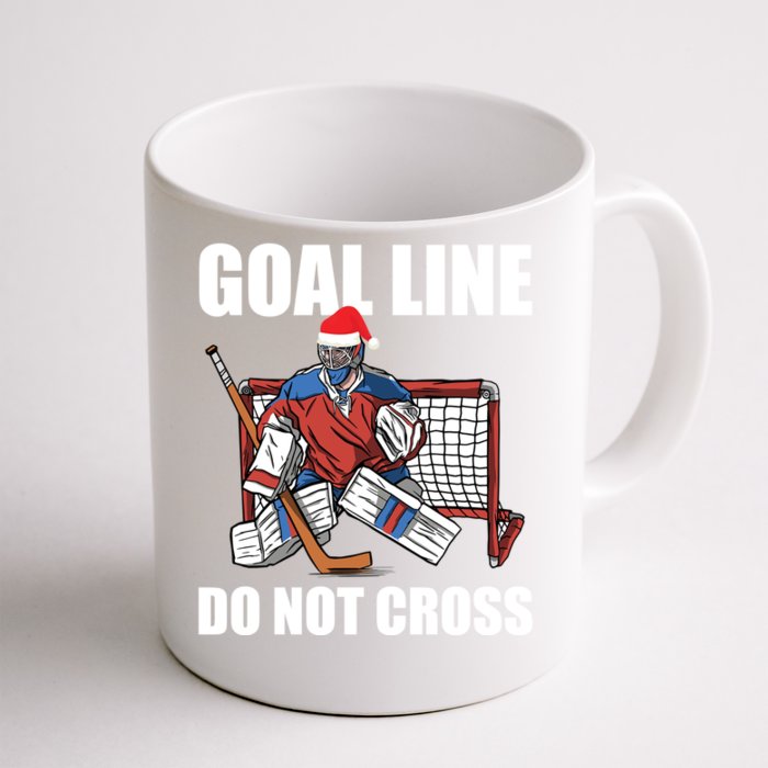 Goal Line Do Not Cross Santa Goalkeeper Christmas Goalie Gift Front & Back Coffee Mug