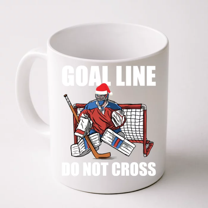 Goal Line Do Not Cross Santa Goalkeeper Christmas Goalie Gift Front & Back Coffee Mug