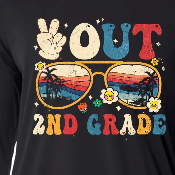 Groovy Last Day Of School Peace Out 2nd Grade Cooling Performance Long Sleeve Crew