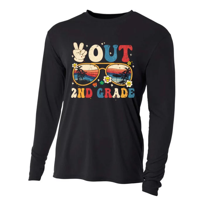 Groovy Last Day Of School Peace Out 2nd Grade Cooling Performance Long Sleeve Crew