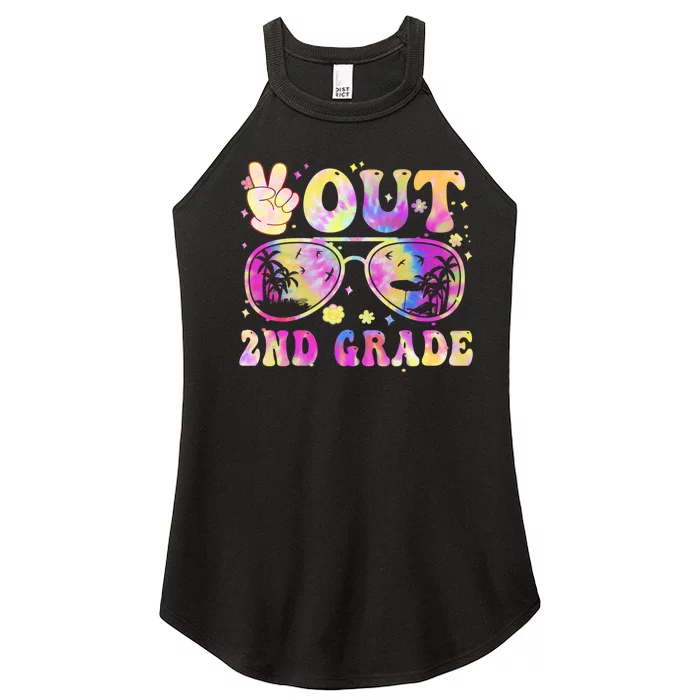 Groovy Last Day Of School Peace Out 2nd Grade Women’s Perfect Tri Rocker Tank