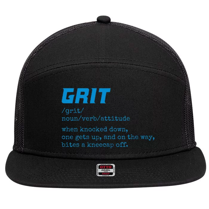 Grit Lions Definition Funny Detroit City 7 Panel Mesh Trucker Snapback Hat