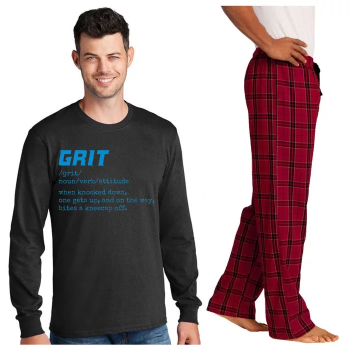 Grit Lions Definition Funny Detroit City Long Sleeve Pajama Set