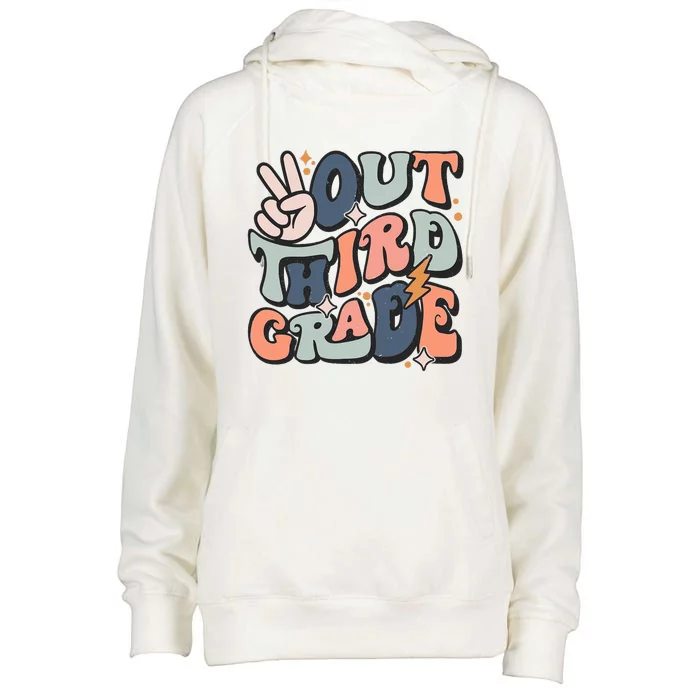 Groovy Last Day Of School 3rd Grade Peace Out Third Grade Womens Funnel Neck Pullover Hood