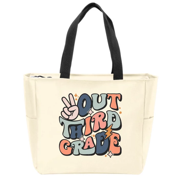 Groovy Last Day Of School 3rd Grade Peace Out Third Grade Zip Tote Bag